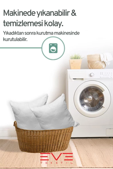 2 Adet Diamant Plus Kare Kırlent Yıkanabilir Antialerjik Silikon Elyaf Yastık 40x40cm 400 gr - 8