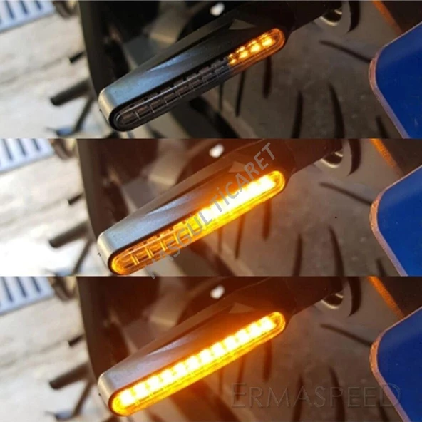 Hsgl Motorsiklet Kayar Sinyal Düz Led  Sağ Sol takım Su Gecirmez - 2