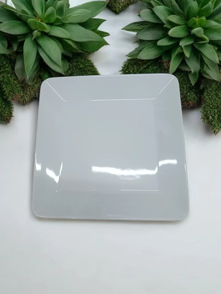 Evmutfak 6 adet Gural porselen kare 21 cm pasta tabak beyaz renk