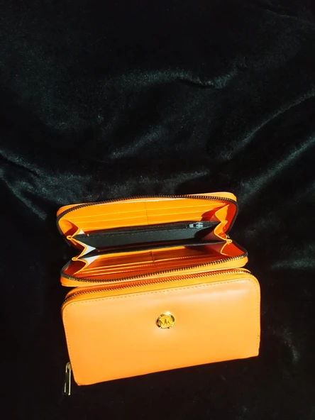 Yatay Turuncu Kadın Cüzdanı - 5