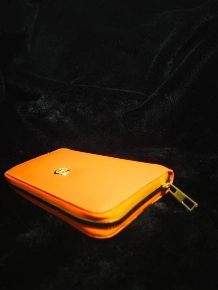 Yatay Turuncu Kadın Cüzdanı - 6