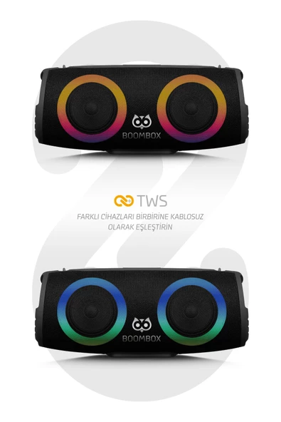 BoomBox 30W Çift Bass Usb Hafıza Kartı Aux Radyo Led Işıklı Bluetooth Hoparlör Hi-Fi Ses Bombası - 4