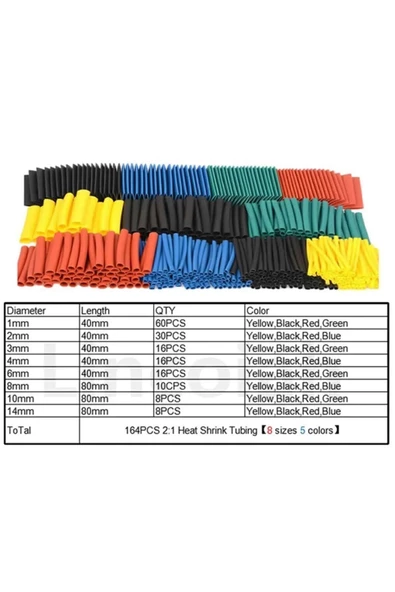 164 Parça Set Isıyla Daralan Makaron Kablo Koruyucu Kılıf - 5