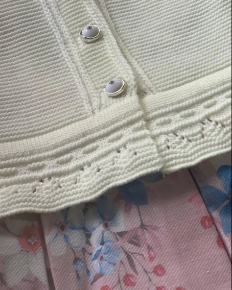 Kız Çocuk Çiçek Desenli Elbise Triko Hırka Takım (Pudra) - 4