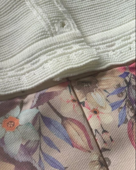 Kız Çocuk Çiçek Desenli Elbise Triko Hırka Takım (S.Kahve) - 5