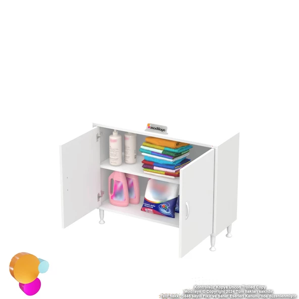Modilayn SÖKE Küçük Alanlar İçin Akıllı Çözümler 90x75x32,5 cm’ lik 2 Kapaklı 2 Göz Raf Dolap - 6