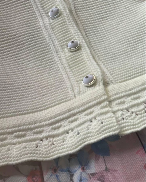 Kız Çocuk Çiçek Desenli Elbise Triko Hırka Takım (Pudra) - 3