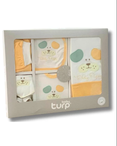 Organik 10 Parça Köpek Nakışlı Lüx Yenidoğan Hastane Çıkışı Seti - Resim 2