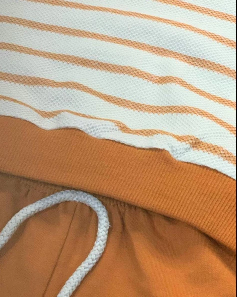 Çizgili Aylık Erkek Bebek Takım (Turuncu) - Resim 4