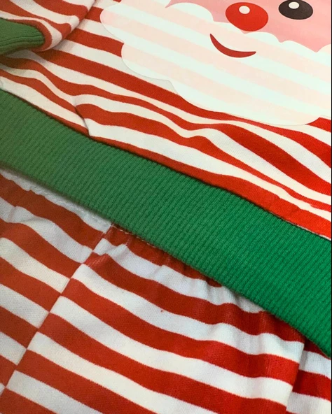 Yeni Yıl Temalı Noel Baba Baskılı Aylık Bebek Takım - Resim 5