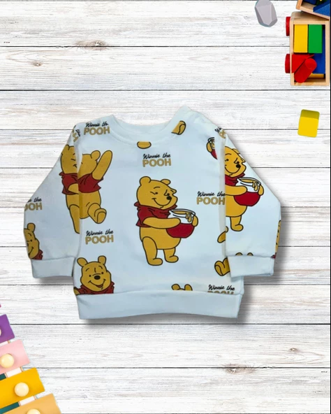 Winnie The Pooh Baskılı Aylık Erkek  Bebek Takım - Resim 3