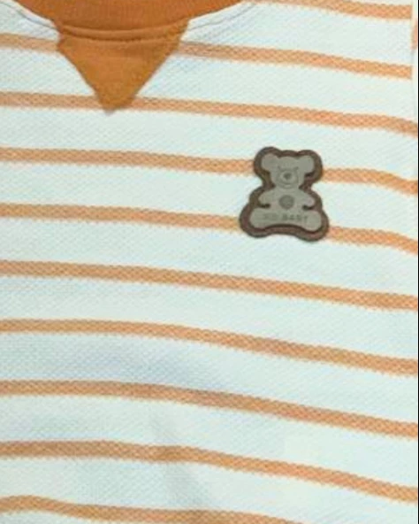 Çizgili Aylık Erkek Bebek Takım (Turuncu) - Resim 5