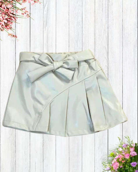 Kız Bebek Aylık Deri Etek Peluş Yelek Penye Sweat Takım - Resim 4