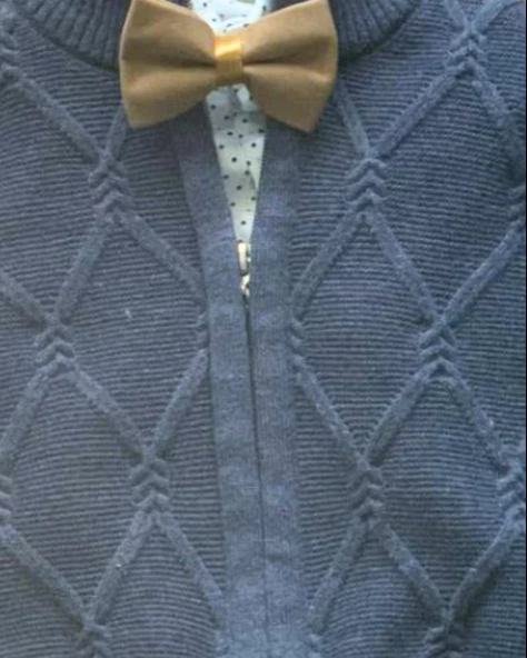 Erkek Bebek Aylık Hırka Gömlek Pantolon ve Papyonlu Takım (Lacivert) - 4