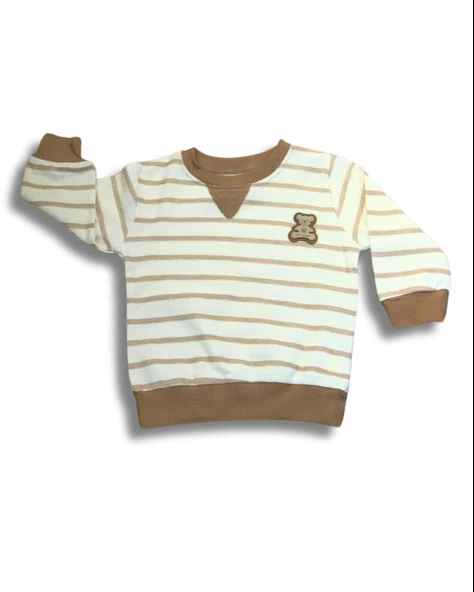 Çizgili Aylık Erkek Bebek Takım (Kahve) - Resim 2