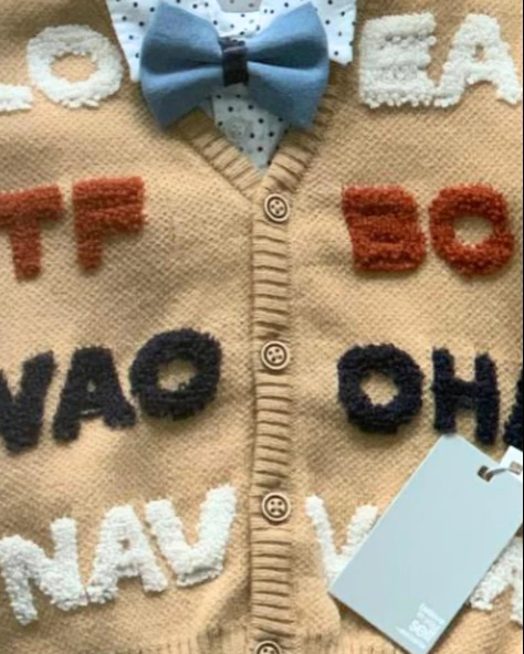 Erkek Bebek Aylık Hırka Gömlek Pantolon ve Papyonlu Nakışlı Takım (Krem) - 5