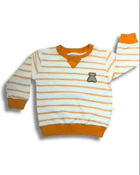 Çizgili Aylık Erkek Bebek Takım (Turuncu) - Resim 2