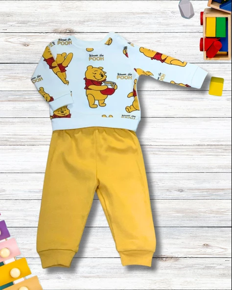 Winnie The Pooh Baskılı Aylık Erkek  Bebek Takım - Resim 2