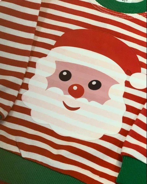 Yeni Yıl Temalı Noel Baba Baskılı Aylık Bebek Takım - Resim 4