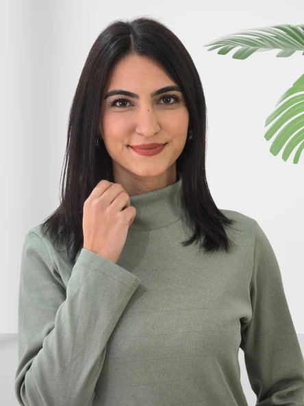 Boğazlı Düz Swaetshirt (Yeşil) - Resim 4