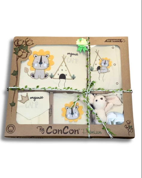 Organik 10 Parça Aslan Nakışlı Bambu Yenidoğan Hastane Çıkışı Seti - Resim 3