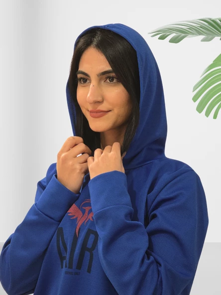 Air Baskılı Kapüşonlu Swaetshirt (Lacivert) - Resim 4