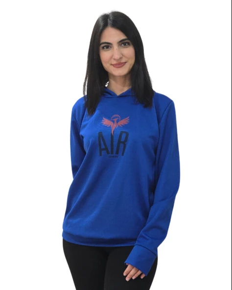 Air Baskılı Kapüşonlu Swaetshirt (Lacivert)