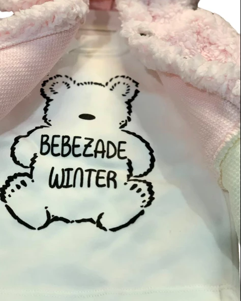 Peluş Montlu Kız Bebek Takım (Pembe) - Resim 5