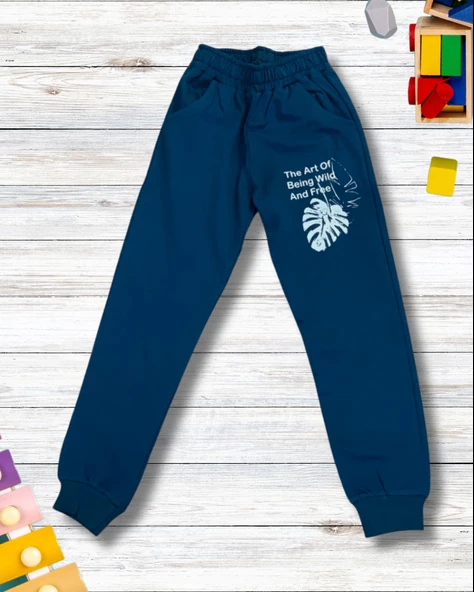 Yaprak Baskılı Günlük Mevsimlik Renkli Erkek Alt Üst Takım (Lacivert) - Resim 6