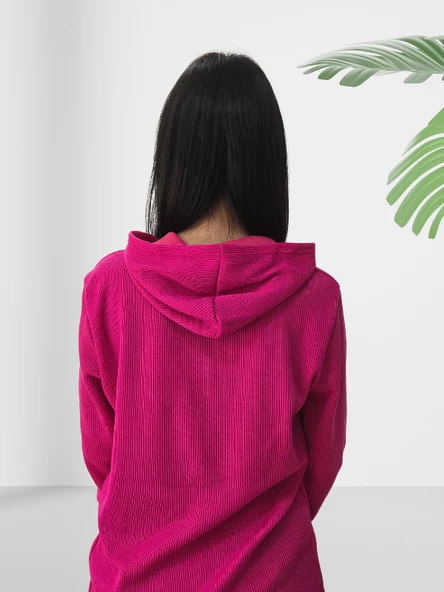 Be Season Baskılı Kapüşonlu Swaetshirt (Fuşya) - Resim 7
