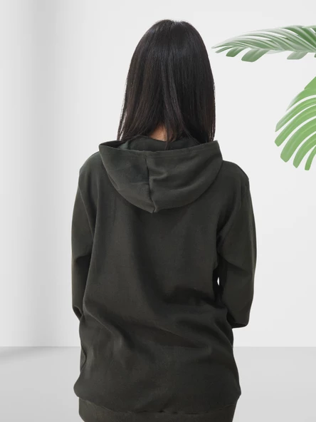 New York Baskılı Kapüşonlu Swaetshirt (Haki) - Resim 5