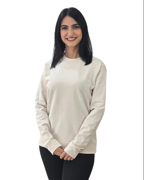 Düz Sıfır Yaka İnce Sweatshirt (Beyaz)
