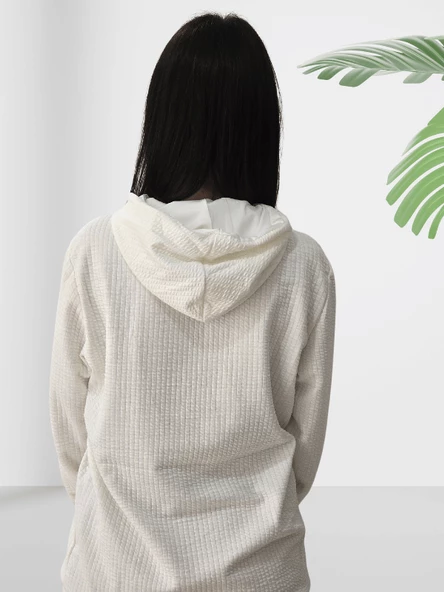 Brooklyn Baskılı Kapüşonlu Swaetshirt (Beyaz) - Resim 6