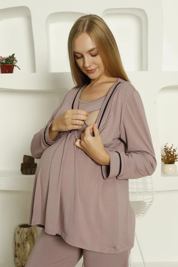 Limissi Viskon Loğusa Karanfil Pijama Takımı %100 Pamuk - Resim 6