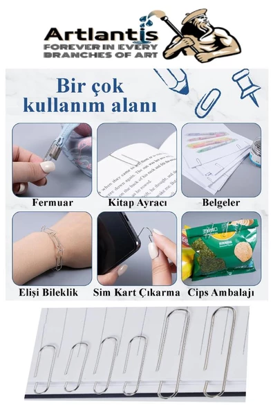 Büyük Metal Ataş No 5 50 mm 250 li 1 Paket Nikel Kaplama Metal Ataç Dayanıklı Paslanmaz 45 Sayfa Kapasite Jumbo Dev Ataş - 5