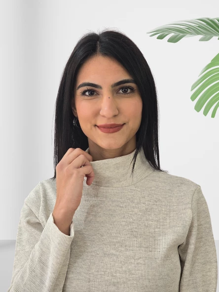 Boğazlı Düz Swaetshirt (Krem) - Resim 4