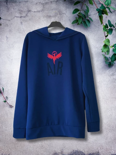 Air Baskılı Kapüşonlu Swaetshirt (Lacivert) - Resim 5