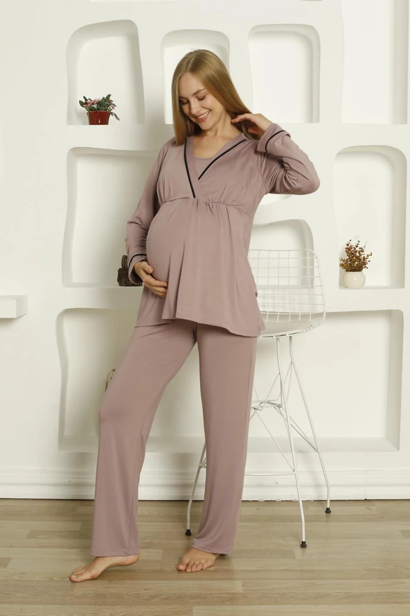 Limissi Viskon Loğusa Karanfil Pijama Takımı %100 Pamuk - Resim 3