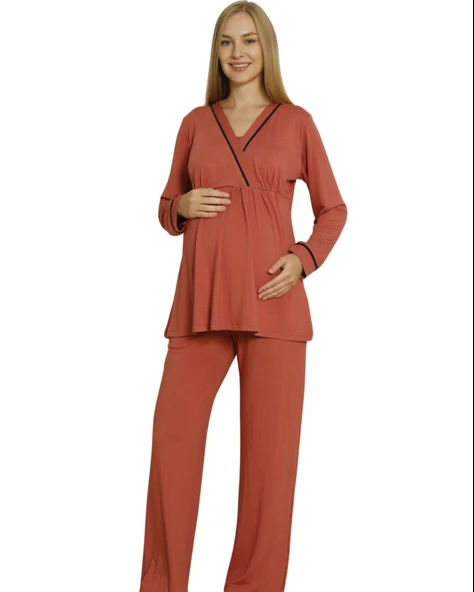 Limissi Viskon Loğusa Kırmızı Pijama Takımı %100 Pamuk ürün görseli