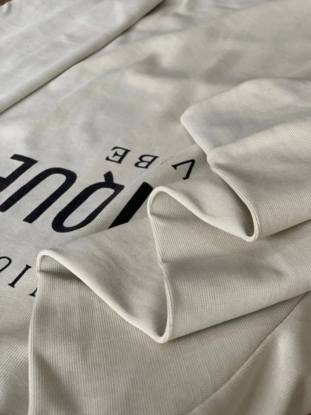 Unique Baskılı Kapüşonlu Swaetshirt (Krem) - Resim 6