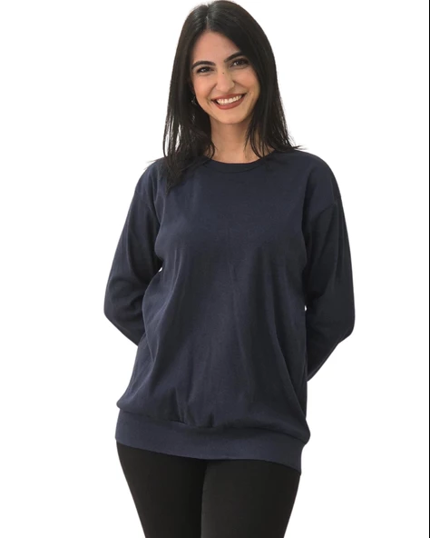 Düz Sıfır Yaka Sweatshirt (Lacivert)