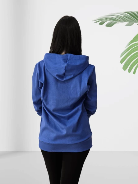 New York Baskılı Kapüşonlu Swaetshirt (Mavi) - Resim 6