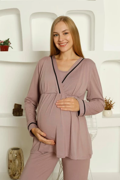 Limissi Viskon Loğusa Karanfil Pijama Takımı %100 Pamuk - Resim 7