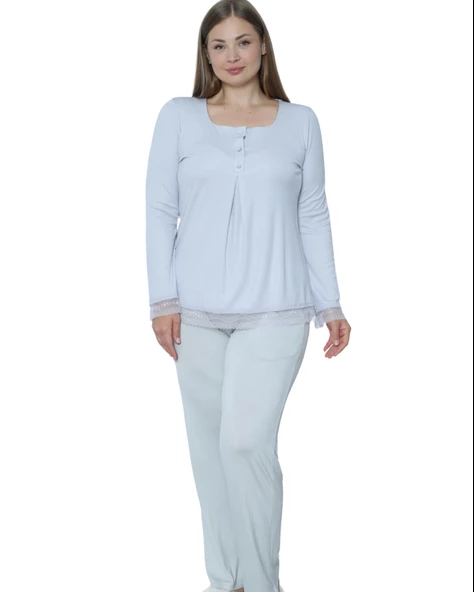 Limissi Viskon Melisa Gri Pijama Takımı %100 Pamuk