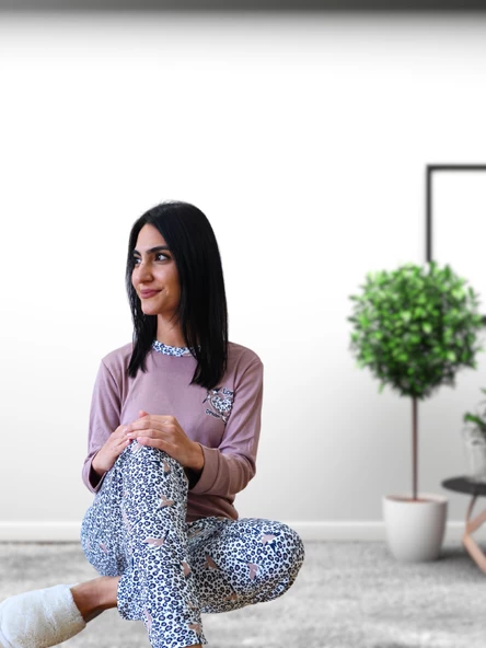 Love Dream Kalp Desenli Pamuk Kadın Pijama Takımı (G.Kurusu) - Resim 3