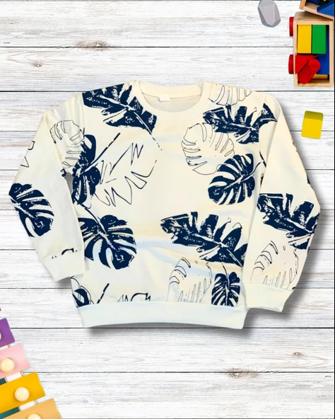 Yaprak Baskılı Günlük Mevsimlik Renkli Erkek Alt Üst Takım (Lacivert) - Resim 3