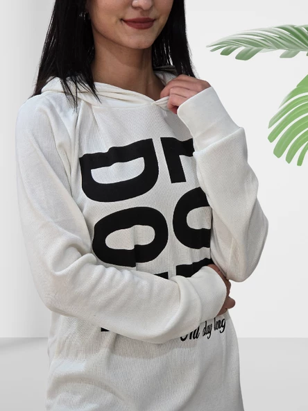 London Baskılı Kapüşonlu Swaetshirt (Mavi) - Resim 5