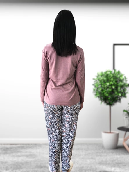 Love Dream Kalp Desenli Pamuk Kadın Pijama Takımı (G.Kurusu) - Resim 6