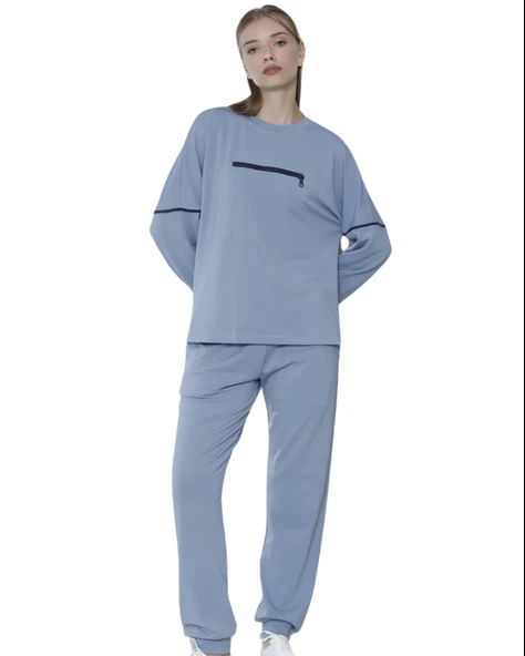 Limissi Viskon Mavi Eşofman Takımı %100 Pamuk ürün görseli