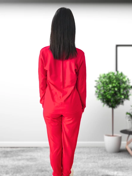 Baskılı Pamuk Kadın Yeni Yıl Pijama Takımı (Ho Ho Ho)) - Resim 6